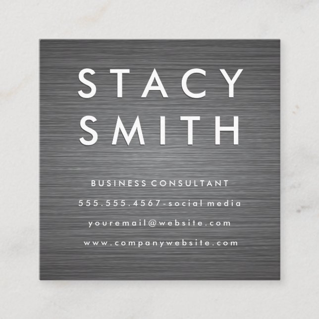 Metallic Brushed Background Square Business Card (Front)