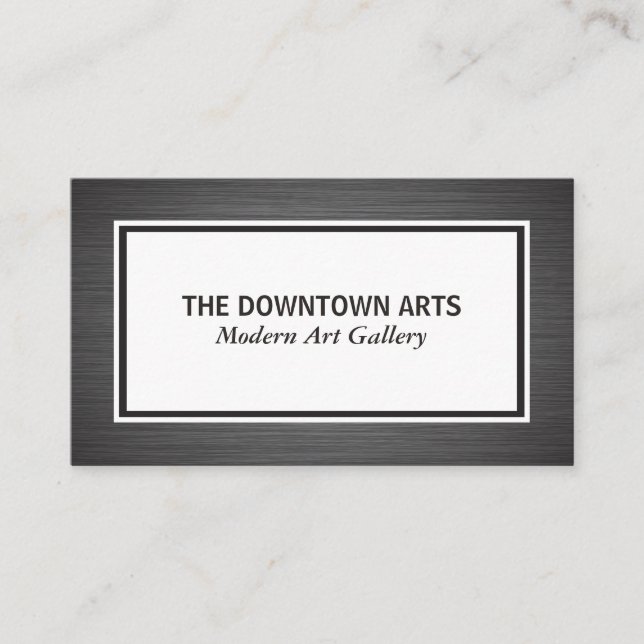 Metallic Brushed Borders Business Card (Front)