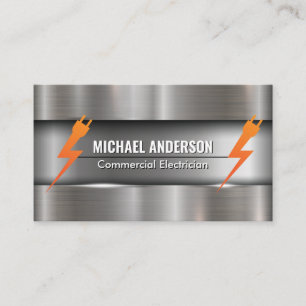 Metallic Brushed   Electric Plug Logo Business Card