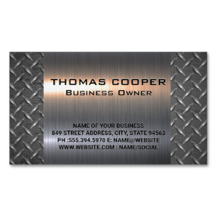 Metallic Brushed Shine   Diamond Plated Pattern Magnetic Business Card