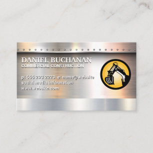 Metallic Brushed with Rivets Bull Dozer Business Card