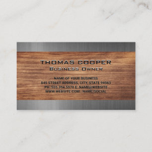 Metallic Brushed   Wood Trim Business Card