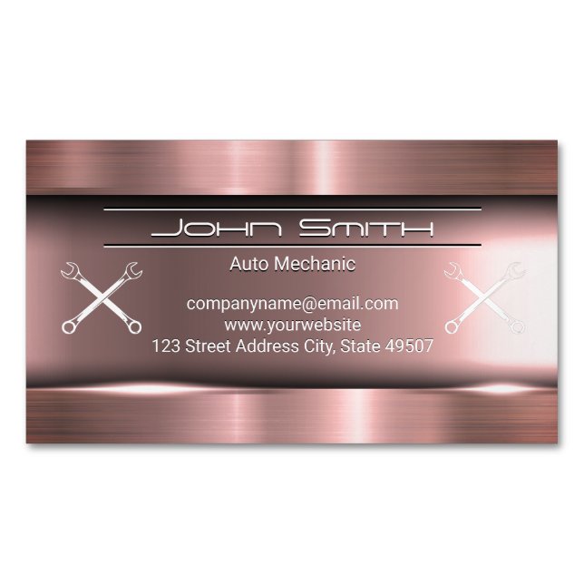 Metallic Brushed | Wrenches Magnetic Business Card (Front)