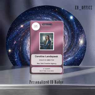 Metallic Burgundy Dot Matrix Custom Logo Photo ID Badge