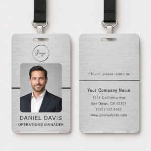Metallic Business Employee Photo Name Tag ID Badge