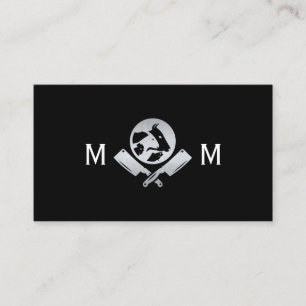 Metallic Butcher Knifes   Animals Logo Business Card