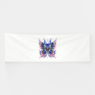 Metallic Butterfly Blue Pink Flame Wings – Gothic  Banner