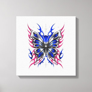 Metallic Butterfly Blue Pink Flame Wings – Gothic Canvas Print