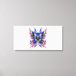 Metallic Butterfly Blue Pink Flame Wings – Gothic Canvas Print