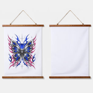 Metallic Butterfly Blue Pink Flame Wings – Gothic Hanging Tapestry