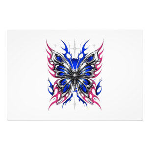Metallic Butterfly Blue Pink Flame Wings – Gothic Photo Print