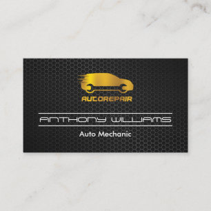 Metallic Carbon Fibre Gold Auto Logo Business Card
