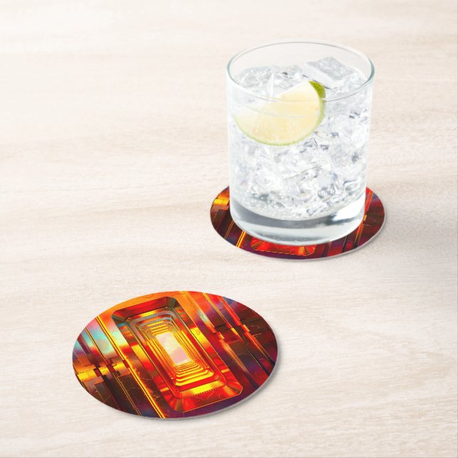 Metallic Celestial Sky Round Paper Coaster (Insitu)