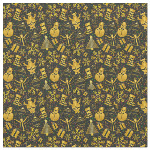 Metallic Christmas Collage Fabric
