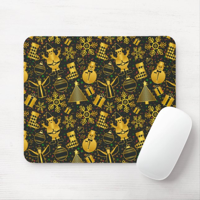 Metallic Christmas Collage Mouse Pad (With Mouse)