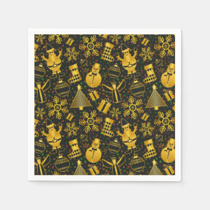 Metallic Christmas Collage Napkin