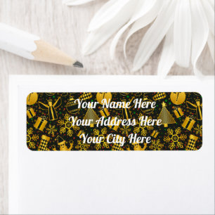 Metallic Christmas Collage Return Address Label