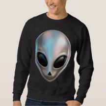 Metallic Chrome Alien Head Retro Y2K Sci-Fi