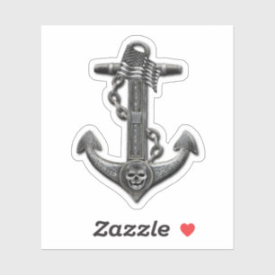 Metallic chrome anchor pirate nautical themed 