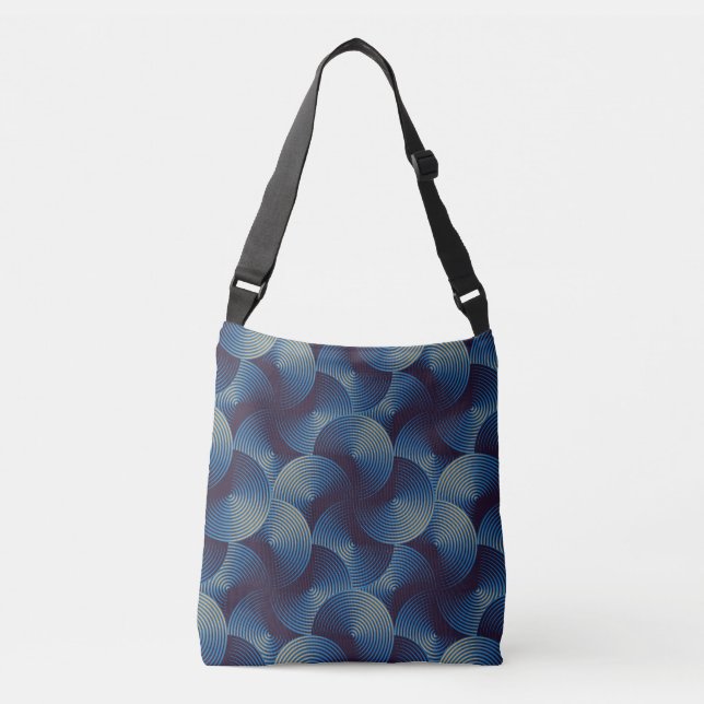 Metallic circles optical illusion, seamless patter crossbody bag (Front)