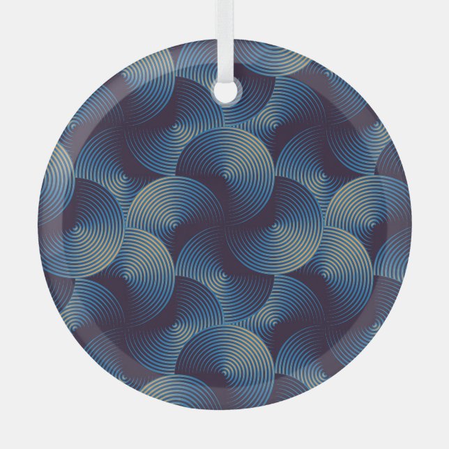Metallic circles optical illusion, seamless patter glass ornament (Front)