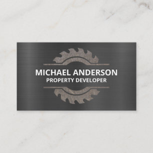 Metallic Circular Rusted Metal Saw Business Card