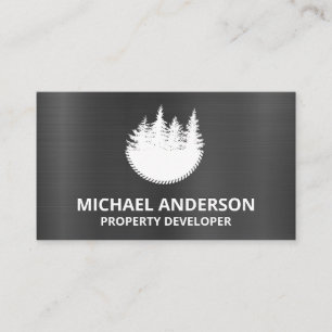 Metallic Circular Saw Trees Business Card
