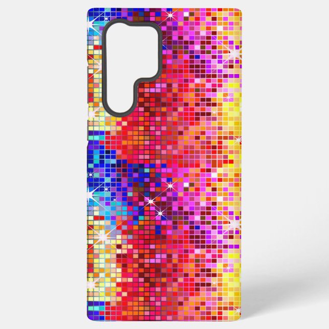 Metallic Colourful Sequins Look Disco Mirrors Samsung Galaxy S22 Ultra Case (Back)
