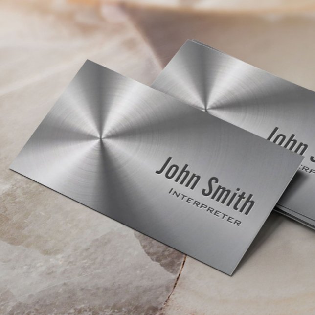 Metallic Cool Stainless Steel Interpreter Business Card (Creator Uploaded)