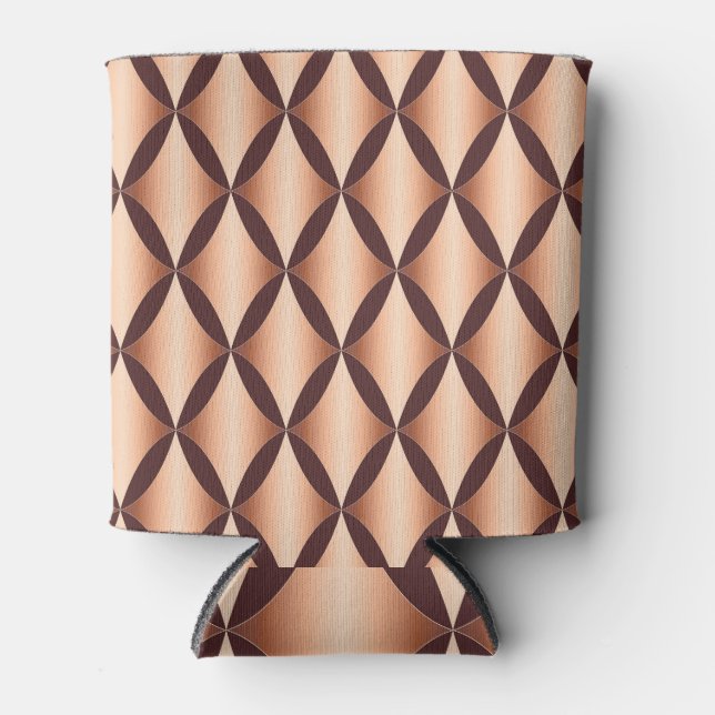 Metallic Copper Diamond, Vintage Pattern. Can Cooler (Front)