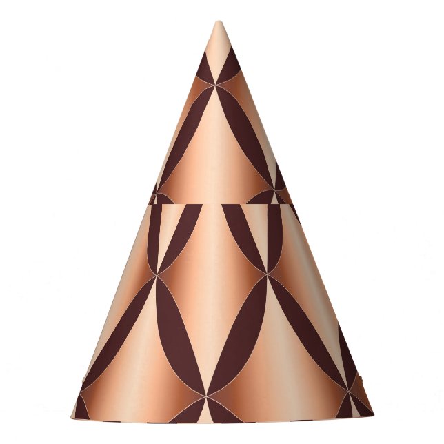 Metallic Copper Diamond, Vintage Pattern. Party Hat (Front)