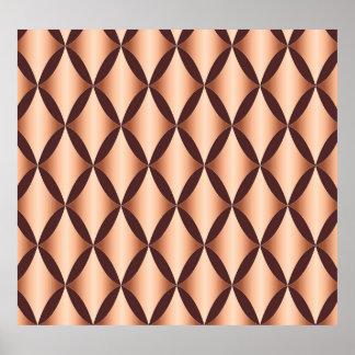 Metallic Copper Diamond, Vintage Pattern. Poster