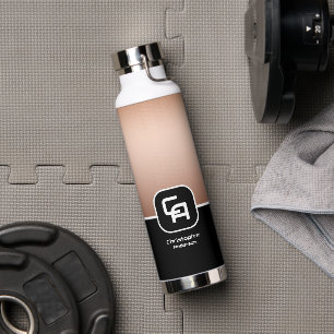 Metallic Copper Monogram  Water Bottle