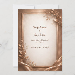 metallic Copper Rose Luxe Wedding Romance Invitation