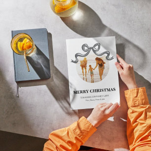 Metallic Coquette Bow Christmas Photo Card 