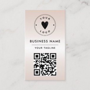 Metallic Cream Gradient Add QR Code Logo & Social Business Card