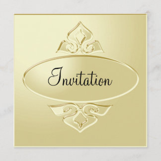 Metallic Creamy Gold Plate Party Event Invitation