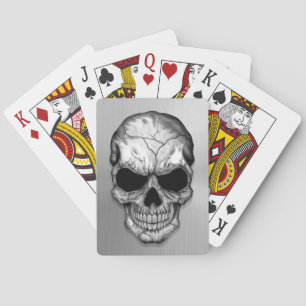Metallic Crystal Skull on Stainless Steel Effect Playing Cards