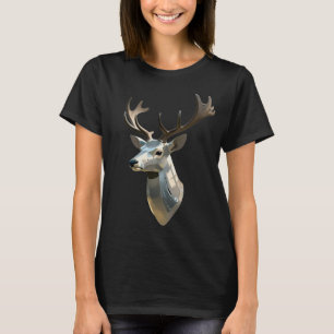 Metallic Cyber Deer Head Steampunk Wall Art Trophy T-Shirt