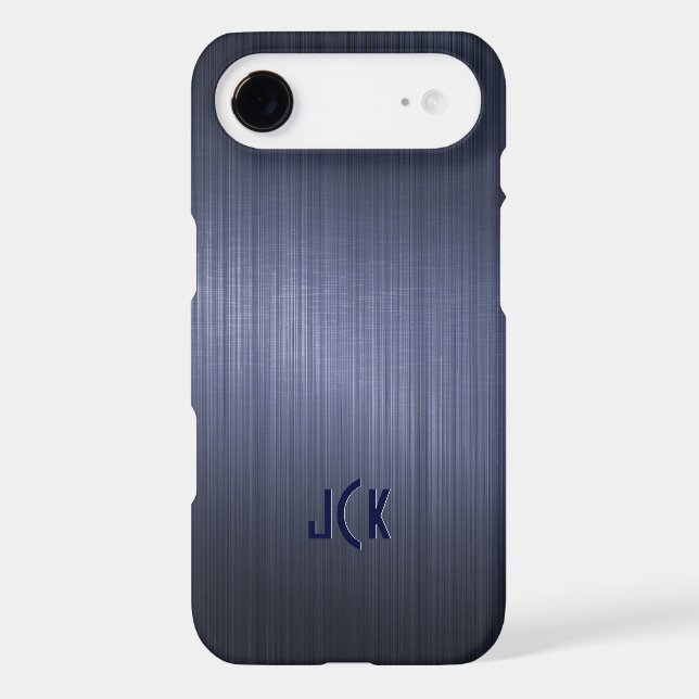 Metallic Dark Blue Brushed Aluminum Look Case-Mate iPhone Case (Back)