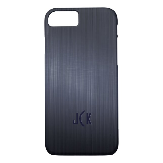 Metallic Dark Blue Brushed Aluminum Look Case-Mate iPhone Case (Back)