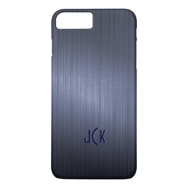 Metallic Dark Blue Brushed Aluminum Look Case-Mate iPhone Case (Back)