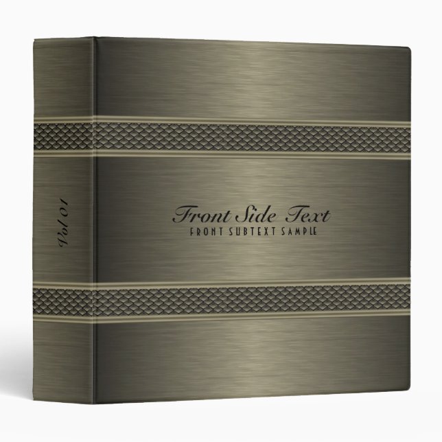 Metallic Dark Green Brushed Aluminum Look Binder (Front/Spine)