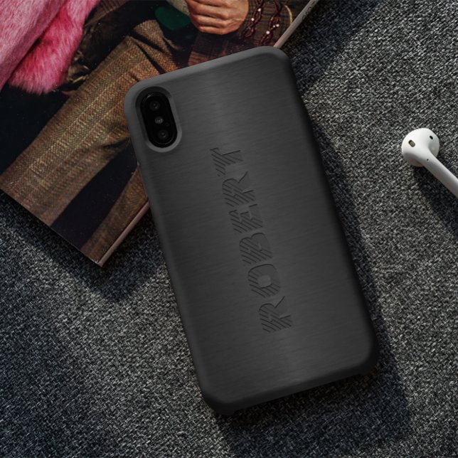 Metallic Dark-grey Brushed Aluminum Look Case-Mate iPhone Case (Creator Uploaded)