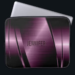 Metallic Dark Purple Brushed Aluminum Look Laptop Sleeve<br><div class="desc">Dark purple metallic design brushed aluminum look with customizable monogram This is not a metal but image that looks metallic.</div>