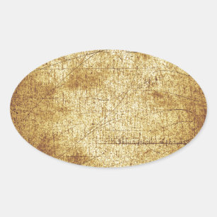 Metallic distressed cool retro brown yellow grunge oval sticker