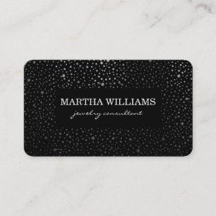 Metallic Dots Pattern Black Business Card