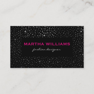 Metallic Dots Pattern Black Business Card