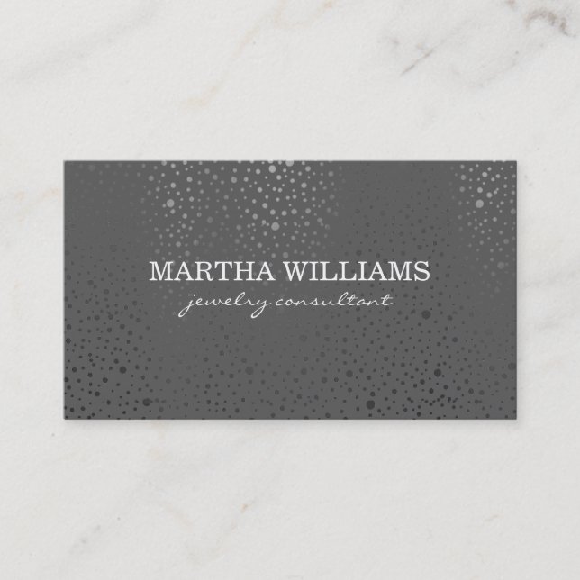 Metallic Dots Pattern Grey Business Card (Front)