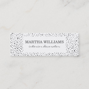 Metallic Dots Pattern White Mini Business Card